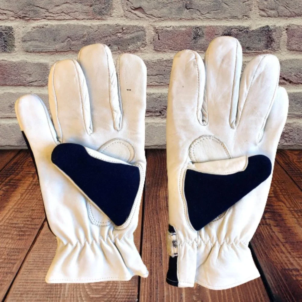 Gordini Gloves Navy Blue & White Leather Ski Snowboard Womens Medium